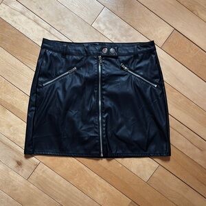 Black Faux Leather Mini Skirt